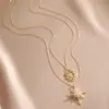 Collar de Oro de Venta Caliente Transfronterizo para Mujer, Set de 2, Colgantes de Luna y Sol, Estilo de Personalidad de Moda, Cadena para Clavícula, Al por Mayor en Stock