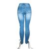 Calças de Primavera 2021 com Tiras Cruzadas nas Pernas, Jeans de Corte Justo, Jeans de Renda Sexy de Corte Justo, Tendência