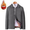 Roupa Casual de Pai Outono e Inverno com Forro de Lã Espessada Jaqueta Masculina Solta para Homens de Meia-idade e Idosos Vovô Jaqueta Quente Top