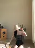 Top Tubo Sexy Preto e Branco Listrado com Gola Halter Estilo Puro Desejo Coreano Cobrindo a Barriga Efeito Emagrecedor Traje de Banho Peça Única Triângulo para Mulheres