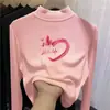 Y2551# playera interior de cuello semi-alto para niños otoño e invierno cálida con forro polar manga larga para mujer niños grandes de terciopelo otoño playera de moda