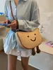 Bolsa de Palha Tecida com Rosto Sorridente para Mulheres 2026 Nova Tendência de Alto Valor Bolsa de Palha em Formato de Batata Versátil Bolsa Transversal para Estudantes
