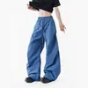 Ropa de Trabajo de Comercio Exterior Serie Montaña Azul Paraguas para Exteriores Ropa de Trabajo Soft Shell Primavera Otoño Holgado Plisado Secado Rápido Montañismo Deportes Pantalones Casuales Hombre