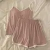 Pijama Ins Estilo Coreano Fresco Feminino de Verão com Alça Fina e Bojo Terno Fino para Usar Fora Roupas de Casa