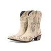 Botas de vaquero occidentales de punta fina retro botas cortas remachadas bordadas botas de tacón grueso tacón medio botas de caballero 40-43 botas de comercio exterior