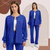 Conjunto de Bata Médica para Mujer, Chaqueta de Manga Larga, Cárdigan de Cuello Redondo para Quirófano de Hospital de Mascotas