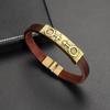 Pulseira de Casal de Metal Cobre Antigo Pulseira de Couro PU Pulseira de Couro Velho Pulseira Masculina Pulseira Retrô Popular para Estudantes
