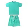 Conjunto de Camiseta de Manga Corta con Cuello Redondo y Shorts de Marca de Moda 2025, Estilo Americano Oversize Holgado con Hombros Caídos, Camisa para Pareja, Ropa Casual