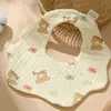 Babero de algodón arrugado para bebé, toalla de saliva de algodón puro, protector de cuello para recién nacido, babero anti-vómitos, ajustable