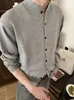 Cárdigan de punto liso, estilo americano de dinero viejo, silueta corta ajustada, para hombres y mujeres, chaqueta casual de manga larga para otoño, moderno