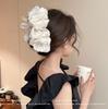 Pinza de Lazo Doble Faz Negro Estilo Hepburn para Mujer, Grande, de Alta Gama, para el Cabello, Parte Posterior de la Cabeza, Tipo Tiburón, Tocado