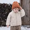 Jaqueta Infantil Acolchoada Outono Inverno Meninos Meninas Quente Top Essencial para Uniforme Escolar Camada Interna Bebê Gola Alta Tecido Coral Fleece Algodão