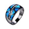 Suministro de fábrica una generación de AliExpress wish eBay tesoro de oro negro Australia Anillo de diamante blanco + circón de triángulo lateral