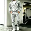 Conjunto Deportivo para Hombre 2026 Transfronterizo Cárdigan Sudadera con Capucha y Pantalones Largos Conjunto de Dos Piezas con Forro Polar Otoño e Invierno Cremallera Ropa Deportiva