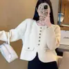 Nuevo cárdigan de punto elegante estilo Chanel, cuello redondo, para mujer, otoño, versátil, holgado, rejuvenecedor, abrigo estilo coreano