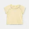 Top de Manga Curta de Verão para Meninas 2026 Camiseta Macia e Respirável Roupas de Verão para Crianças Vestuário Infantil 5838 Bebês e Crianças Pequenas Classe A