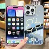 Funda Espejo Colorida Simple con Puntos y Flores Manzana 18Pro para iPhone15 Espejo de Maquillaje Funda Protectora