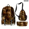 2025 Conjunto de Três Peças Mochila Escolar Mochila de Ombro Estojo de Lápis Homem de Palito de Madeira Transfronteiriço Shanhaijing Tungtungtung