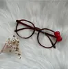 Subcultura Celebridad de Internet Espejo Lindo con Decoración de Lazo Gato Negro con Marco Estampado de Leopardo Gafas para Estilismo Sin Maquillaje Modernas