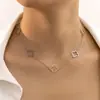 Collar de Flor Hueca de Moda y Sencillo Cadena para Clavícula de Trébol de Cuatro Hojas Hueco de Gama Alta Nicho para Mujer
