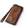 Moda Europea y Americana Vintage Árbol Alto Cremallera de Cuero Bolso Cuero Genuino Capa Superior Piel de Vaca Hecho a Mano Colorido Bolso de Mano Casual Cartera de Moda
