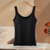 Chaleco térmico de hilo Terry con forro polar para otoño e invierno para mujer, con almohadilla en el pecho, para usar como prenda exterior, top de color contrastante, ropa interior de una pieza con tirante interior