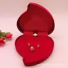 Coração de Rosa em Formato de Coração Casamento Veludo Vermelho Embalagem de Joias Caixa para Anel Dia dos Namorados Embalagem Conjunto Criativo de Caixa de Presente