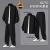 Traje de Pantalón Recto con Cuello Alto para Otoño e Invierno Talla Grande Unisex 200-400 Engordando Talla Grande Suelto Chaqueta de Terciopelo.