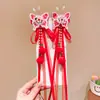 Pasador Festivo de Nochevieja para Niños Diadema Despertar del León Rojo para Niña Borla de Bebé Accesorios para el Cabello Estilo Chino Diadema Festiva