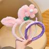 Nueva diadema para niños, antideslizante, de Corea del Sur, con horquilla para el pelo, de peluche para estudiantes, linda diadema para lavarse la cara con las orejas de niña