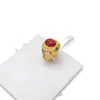 Anillo de esmalte bañado en oro de arena vietnamita, con un diseño de ciervo de nueve colores con gemas, de estilo nacional, ajustable y bañado en oro.