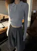 Todo en Primavera Temprana 2026 Nuevo Suéter de Punto Versátil Estilo Coreano con Cuello Polo para Mujer con Mangas Largas y Botones