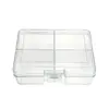 Caja de plástico transparente de 4 compartimentos con tapa abatible y cierre a presión, caja de plástico para organizar accesorios de arte de uñas, ferretería, tornillos y anzuelos de pesca