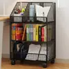 Estantería Móvil con Ruedas Carrito Pequeño Junto a Escritorio de Aula Estante de Almacenamiento de Hierro Forjado de Múltiples Niveles Estante de Almacenamiento de Libros para Estudiantes