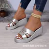 Comercio Electrónico Transfronterizo Tallas Grandes Verano 2027 Nuevo Llegado Chanclas de Cuña de Una Tira Sandalias Romanas de Tacón Alto de Color Sólido para Mujer