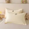 Funda de almohada para adulto 100% algodón cepillado, funda de almohada de algodón puro bordada con toalla para estudiantes y niños, funda de almohada individual de hotel, color liso A