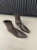 Botines clásicos de tacón bajo y punta cuadrada para mujer, nueva colección otoño/invierno 2025, con cremallera trasera, tacón de gatito, diseño elástico, versátiles y estilizan