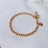 Pulsera de Calabaza Bendita de Acero de Titanio para Mujer con Cuentas de Transferencia Color Sin Color Pulsera Simple de Cuenta Redonda Sólida con Cuerda Elástica Pulsera de Celebridad de Internet