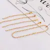 Corrente de contas douradas 1,5-2,4 mm, corrente de contas redondas galvanizadas, corrente de contas onduladas, corrente com pingente, corrente para pendurar, acessórios para joias DIY