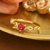 Anel de Pedra da Lua Fashion de Luxo Leve para Mulheres, Estilo Ins de Luxo Leve, Design de Nicho, Anel Aberto Exquisito Elegante