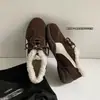 Zapatos Casuales de Cordones con Suela Gruesa Nueva Colección Primavera 2025 Color Bloqueado de Moda Piel de Oveja Negro Caramelo Plata Zapatos para Mujer