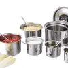 Cuenco de Acero Inoxidable 304 para Sabor con Tapa Caja de Sabor para Hotel Frasco de Almacenamiento de Chile para Cocina Frasco para Condimentos Cilindro para Condimentos Contenedor de Cubeta de Acero