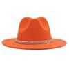 Sombrero de fieltro de lana multicolor para hombre y mujer, sombrero de copa de jazz, estilo europeo y americano, con cadena de moda transfronteriza de otoño e invierno.
