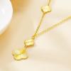 Vietnã areia ouro quatro folhas trevo colar de latão das mulheres banhado a ouro de três flores de quatro folhas trevo corrente de ouro clavícula cadeia 38 seção para meninas