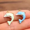 4 Colores 15X20mm Acero Inoxidable Dorado Goteo de Aceite Animales 3D Realistas Colgante Delfín Encanto DIY Accesorios para Joyería