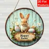 Letrero de Madera de Pascua con Conejo Letrero de Bienvenida para Puerta Venta al por Mayor Decoración de Pared de Atmósfera Festiva Decoración de Pared Artesanía de Madera