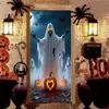 Decoraciones de Cortina para Puerta de Halloween Transfronteriza Pancarta de Fondo de Halloween Decoración de Atmósfera de Terror Bruja Calavera Cubierta para Puerta