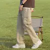 Pantalones casuales de seda helada de secado rápido nuevos para primavera y verano para hombre, sueltos, de marca moderna, pantalones de trabajo finos de pierna recta largos, ropa para hombre