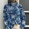 Amazon Temu Estación Independiente Chaqueta Cardigan Suéter Cuello Alto Estampado Abstracto Graffiti 3D para Mujer E127