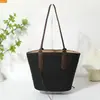 Bolsa de Palha Tote Modelo Novo Atualizado Bolsa de Ombro Feminina de Verão com Chapéu Praia Casual Versátil Grande Capacidade Embalagem em Estoque